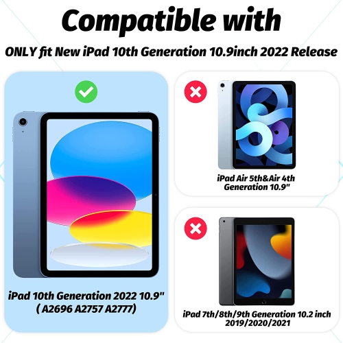 iPad 10th Generation Kids Case,A iPad 10.9 inch Case 10th Generation Built-in Stand Handle and Comes with a Strap,Lightweight Shockproof Silicone