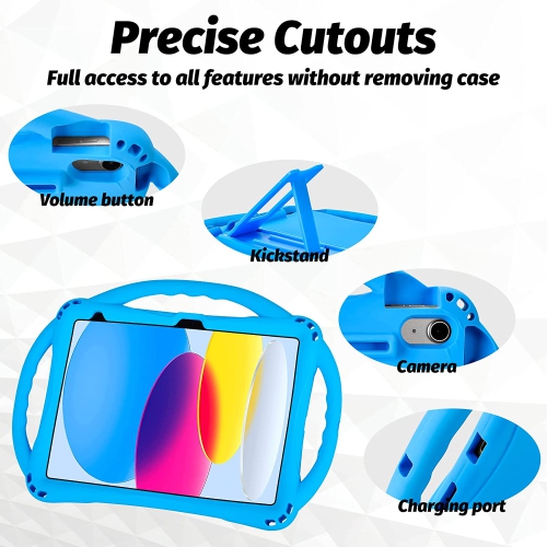 iPad 10th Generation Kids Case,A iPad 10.9 inch Case 10th Generation Built-in Stand Handle and Comes with a Strap,Lightweight Shockproof Silicone