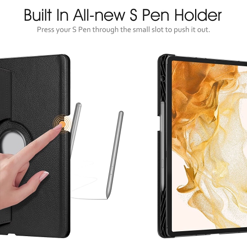 F Rotating Case for Samsung Galaxy Tab S8 Plus 2022/S7 FE 2021/S7 Plus 2020 12.4 inch with S Pen Holder, 360 Degree Swiveling Stand Cover Auto