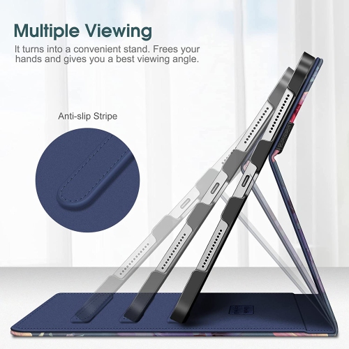 F Case for iPad 10th Generation 10.9 Inch, Multi-Angle Viewing Protective Stand Cover with Pencil Holder & Pocket, Auto Sleep/Wake, Blooming Hibiscus