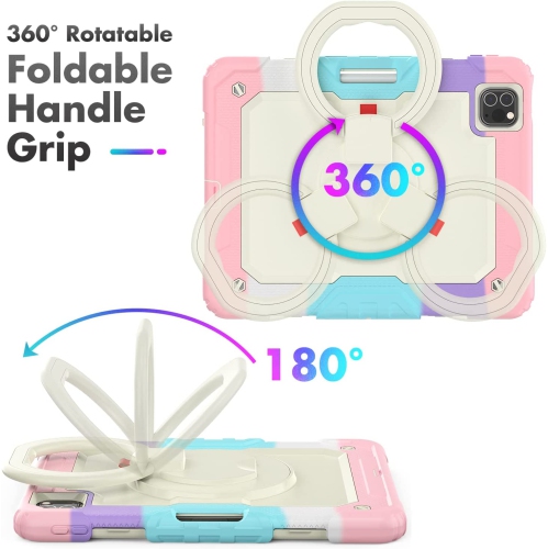T Kids Case for iPad Air 5/4 10.9 2022/2020, Full-body Protective Shockproof Case with Screen Protector, Rotating Stand and Handle/Strap for iPad Air
