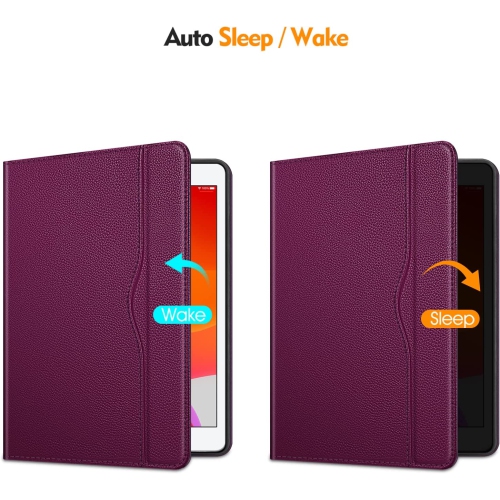 F Étui folio pour iPad 9e/8e/7e génération 10.2 po - Multiangle de visionnement en TPUR souple avec pochette à l’arrière, porte-crayon, fonction de