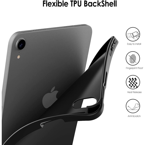 J Case for iPad Mini 6 with Pencil Holder, Support 2nd Pencil Charging, Slim Tablet Cover with Soft TPU Back, Auto Wake/Sleep (Black)