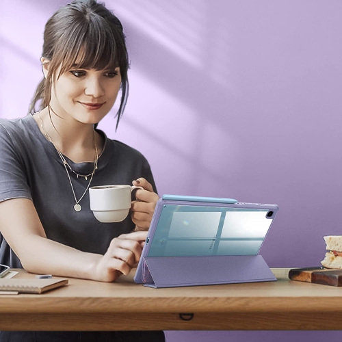 F Hybrid Slim Case for Samsung Galaxy Tab S6 Lite 10.4 Inch 2022/2020 Model with S Pen Holder, Shockproof Cover with Clear Transparent Back Shell,