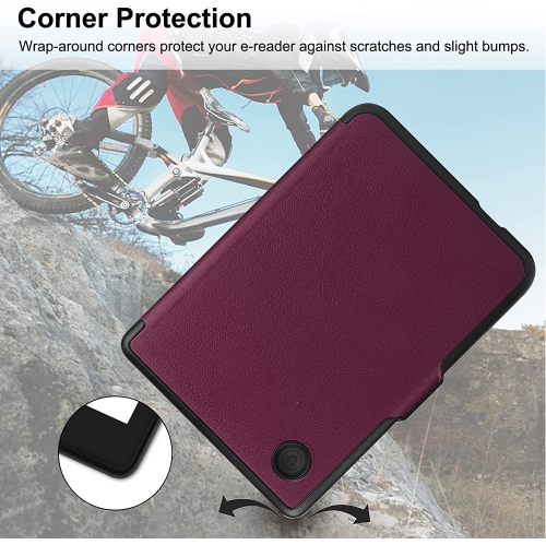 H Slimshell Case for 6 Kobo Clara 2E 2022 Released,Premium Lightweight PU Leather Cover with Auto Sleep/Wake for Kobo Clara 2E 6inch-Purple