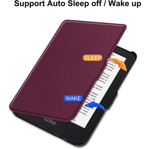 H Slimshell Case for 6 Kobo Clara 2E 2022 Released,Premium Lightweight PU Leather Cover with Auto Sleep/Wake for Kobo Clara 2E 6inch-Purple