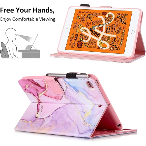 iPad Mini 5 Case Mini 4 Mini 3 2 Cover, F Smart Wake Sleep Flip Stand Case Soft PU Leather Protective Case with Card Slot Pen Holder for Apple iPad