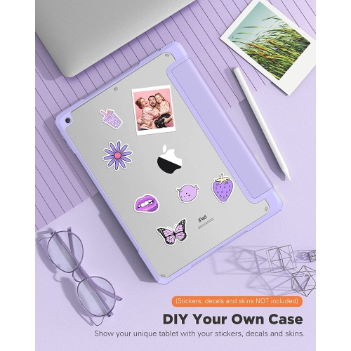 T Case for New iPad 9th Generation 2021/8th Gen 2020/7th Gen 2019 with Pencil Holder, Slim Protective Case with Clear Back Shell & Auto Wake/Sleep