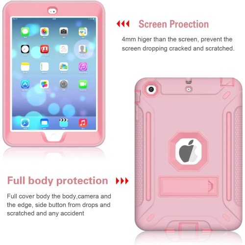 M iPad Mini Case, iPad Mini 3 Case, iPad Mini 2 Case, Hybrid Shockproof Protective Silicone Case and Full-Body Rugged Protective Case with Kickstand