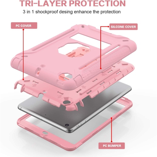 M iPad Mini Case, iPad Mini 3 Case, iPad Mini 2 Case, Hybrid Shockproof Protective Silicone Case and Full-Body Rugged Protective Case with Kickstand