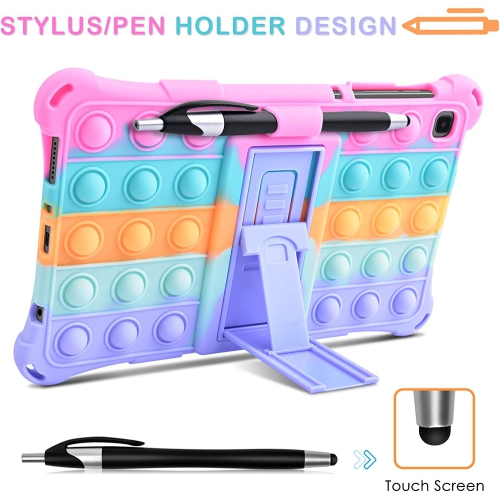 D Silicone Case for Samsung Galaxy Tab A7 Lite 8.7 inch 2021 Release, Multi-Angle Case, Soft Lightweight Case for Tab A7 Lite 8.7 with Strap & Stylus