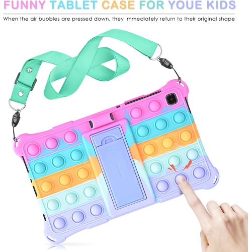 D Silicone Case for Samsung Galaxy Tab A7 Lite 8.7 inch 2021 Release, Multi-Angle Case, Soft Lightweight Case for Tab A7 Lite 8.7 with Strap & Stylus