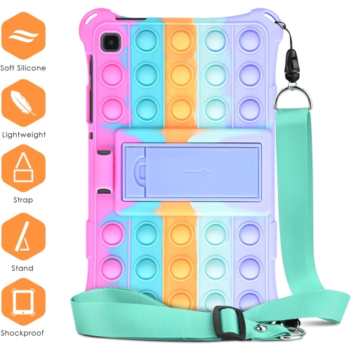 D Silicone Case for Samsung Galaxy Tab A7 Lite 8.7 inch 2021 Release, Multi-Angle Case, Soft Lightweight Case for Tab A7 Lite 8.7 with Strap & Stylus