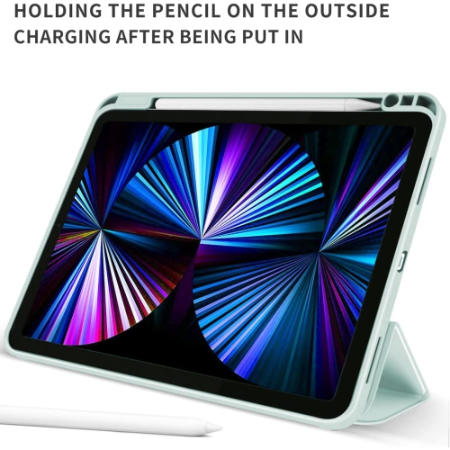 K iPad Pro 11 Inch 2020/2021/2022 Case with Pencil Holder,Lightweight Smart Soft Back Cover [Support Pencil Wireless Charg & Auto Wake/Sleep] for