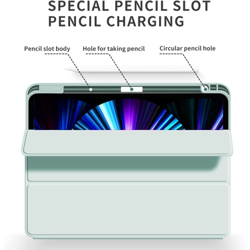 K iPad Pro 11 Inch 2020/2021/2022 Case with Pencil Holder,Lightweight Smart Soft Back Cover [Support Pencil Wireless Charg & Auto Wake/Sleep] for