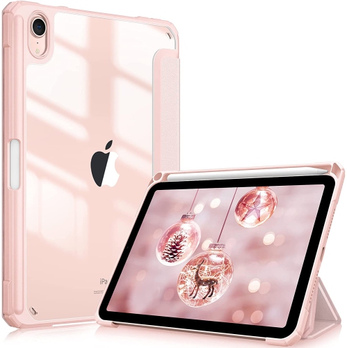 F Hybrid Slim Case for iPad Mini 6 - [Built-in Pencil Holder] Shockproof Cover Clear Transparent Back Shell, Auto Wake/Sleep for iPad Mini 6th