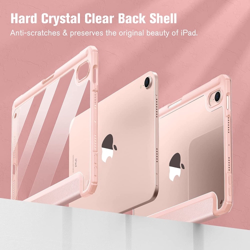 F Hybrid Slim Case for iPad Mini 6 - [Built-in Pencil Holder] Shockproof Cover Clear Transparent Back Shell, Auto Wake/Sleep for iPad Mini 6th