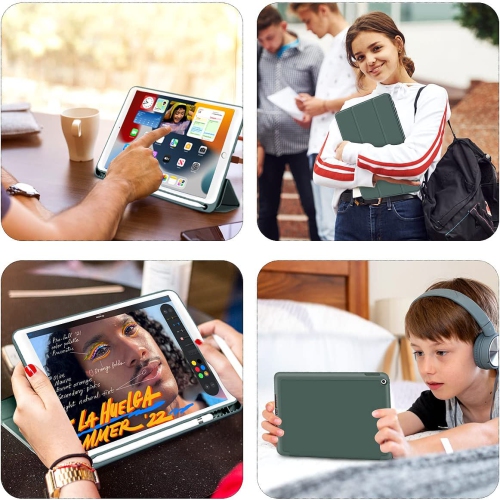 K iPad 6th Generation Case/iPad 5th Generation Case with Pencil Holder,Lightweight Soft TPU Back Cover Trifold Stand Auto Sleep/Wake, Protective for