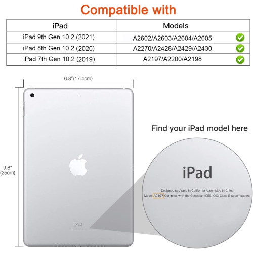 Rotating Case for 9th Generation Case 2021 / iPad 8th Generation 2020 / 7th Generation 10.2 2019, 360 Degree Rotating Multi-Angle Viewing Folio Stand