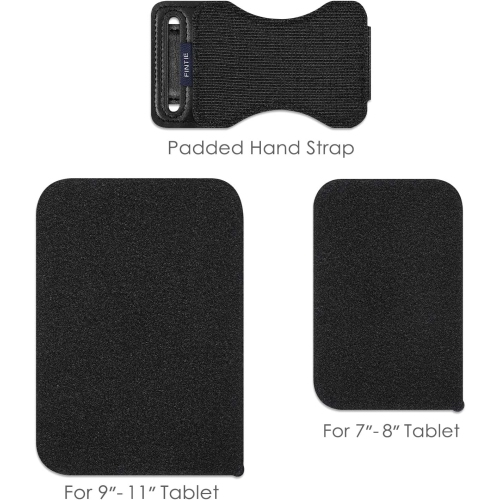 F Universal Tablet Hand Strap Holder - [Dual Stand Supports] Detachable Padded Hook & Loop Fastening Handle Grip with Adhesive Patch for iPad/Galaxy