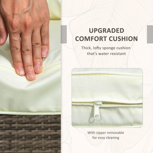 Outsunny 3 Pieces Wicker Patio Furniture Set, Rattan Bistro Set with Storage Coffee Table and Thickened Cushions, Outdoor Conversation Set for