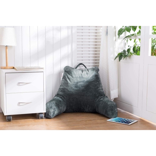 Reading Pillow TV Bed Rest Memory Foam with Arms Rests, High Shredded Memory Foam Comfort Bed Pillow Lumbar Cushion