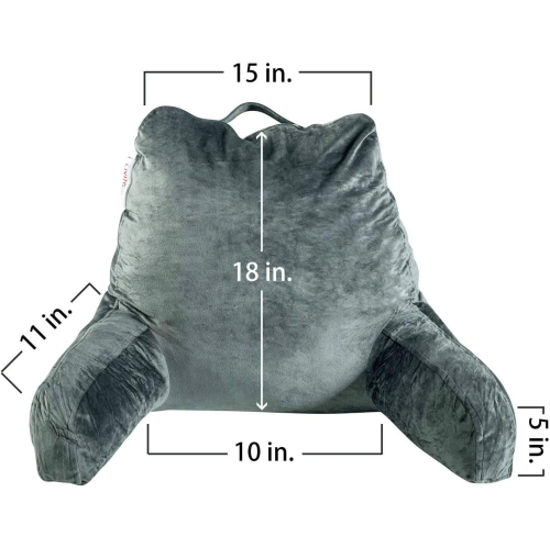 Reading Pillow TV Bed Rest Memory Foam with Arms Rests, High Shredded Memory Foam Comfort Bed Pillow Lumbar Cushion