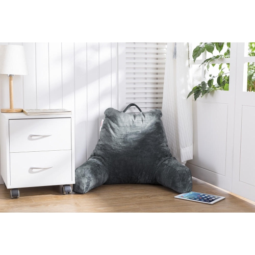 Reading Pillow TV Bed Rest Memory Foam with Arms Rests, High Shredded Memory Foam Comfort Bed Pillow Lumbar Cushion