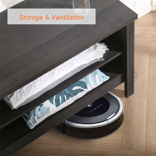 WAMPAT LED TV Stand for 85/100/110/120 Inch TV, Black Entertainment Center with Blue Lights Strip, 2 Pack Media Console Tables with 8 Cubby Storage