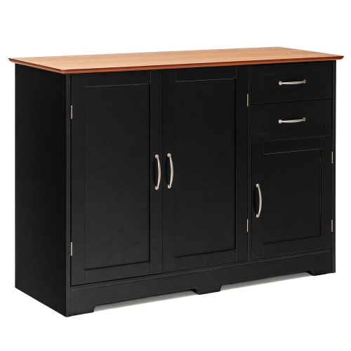 Costway Buffet Sideboard Kitchen Cupboard Storage Cabinet with 2 Drawers & 3 Doors Black