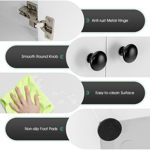 Costway 2-Door Storage Cabinet Buffet Cabinet with 3 Shelves Sideboard for Kitchen Hallway