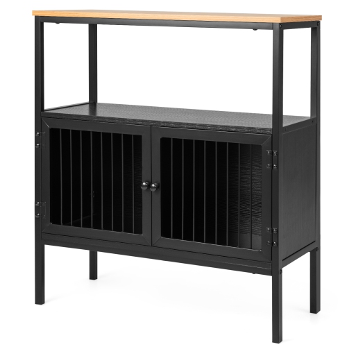 Costway Kitchen Server Buffet Sideboard Storage Cabinet Cupboard with 2 Doors & Open Shelf