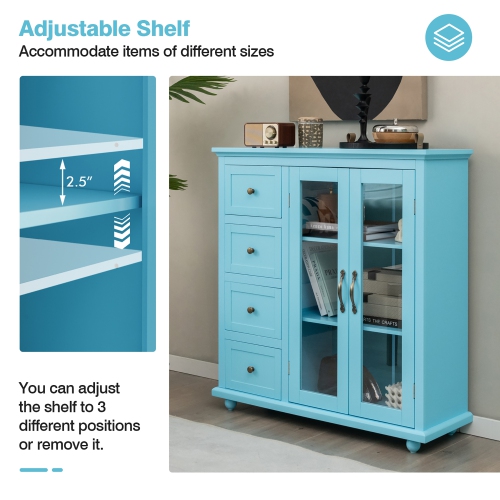 Costway Buffet Sideboard Table Kitchen Storage Cabinet with Drawers & Doors