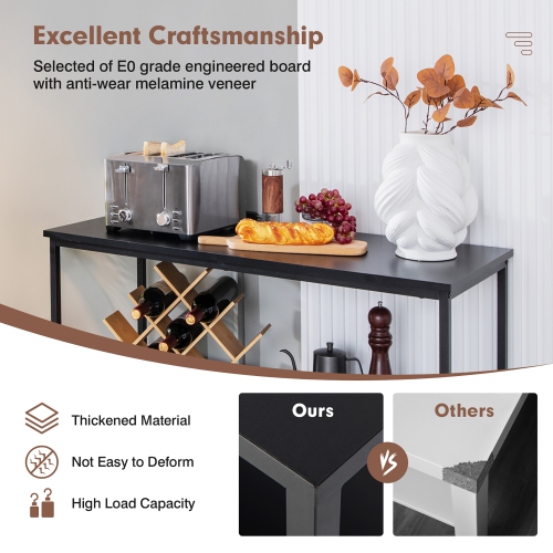 Costway Buffet Sideboard Kitchen Storage Cabinet Open Shelf w/ 3 Compartments