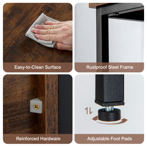 Costway Buffet Sideboard Kitchen Storage Cabinet Open Shelf w/ 3 Compartments Black\Rustic