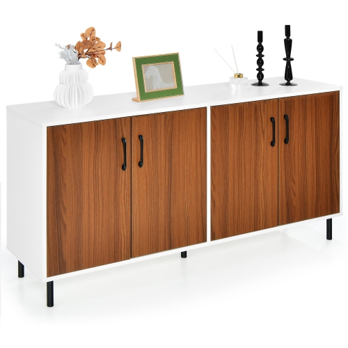 COSTWAY  Buffet Server Sideboard Kitchen Storage Cabinet Cupboard With Shelves & 4 Doors