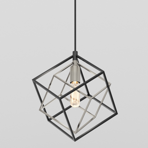 Artika Imperium Mid Century Modern Mini Pendant Light Fixture, Black and Brushed Nickel
