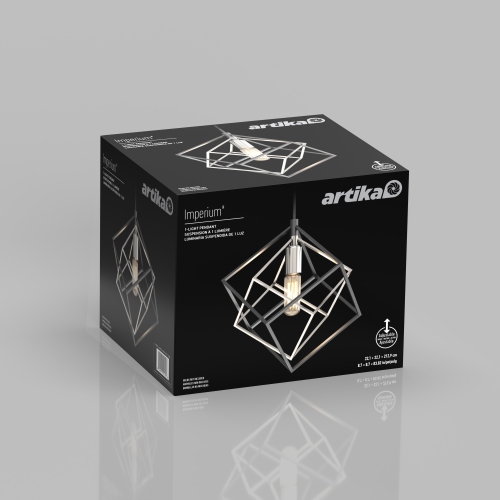 Artika Imperium Mid Century Modern Mini Pendant Light Fixture, Black and Brushed Nickel