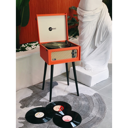 Arkrocket Discovery Bluetooth Record Player Stand with 3-Speed Turntable-Orange