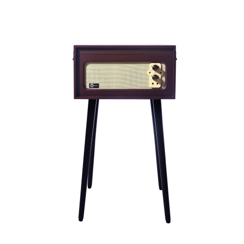 Support pour tourne-disque Bluetooth Discovery d’Arkrok avec tourne-disque à 3 vitesses - Brun/Crème