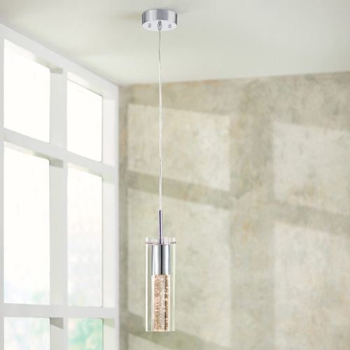 Artika Bubble Flow Modern Pendant Light Fixture, Chrome