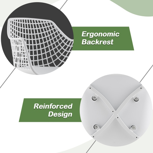 Costway Modern Dining Chair Set of 4 Plastic Shell Hollow withMetal Legs for Living Room