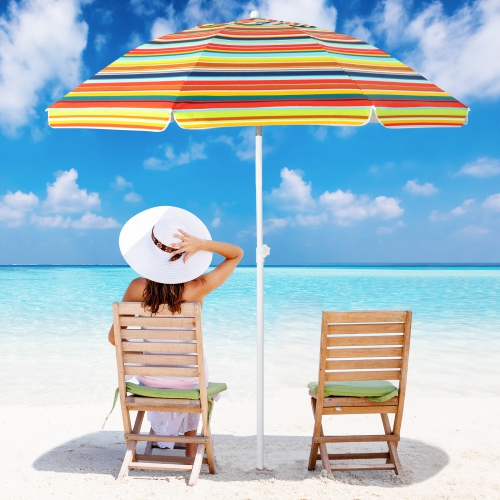 Costway 6.5Ft Patio Beach Sunshade Umbrella Portable Tilt Outdoor