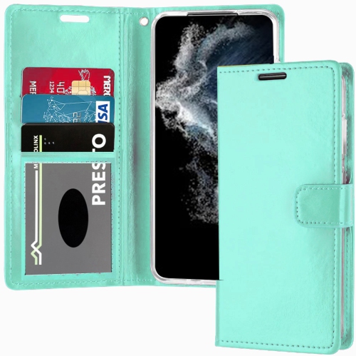 XCRS Folio Magnetic Wallet Cover, PU Leather Pouch with Card Slot and Stand Case for Samsung Galaxy S22 Ultra 2022