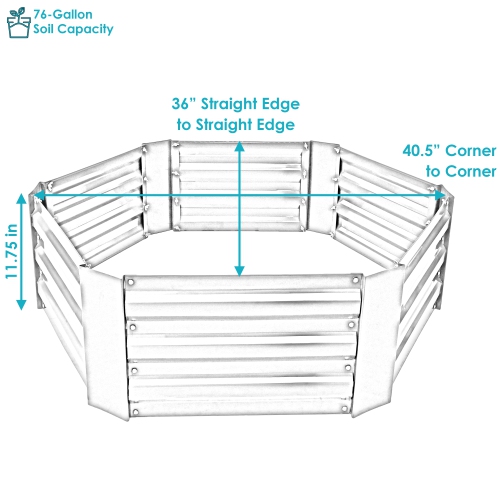 Sunnydaze Galvanized Steel Hexagon Raised Garden Bed - 40 in - Woodgrain