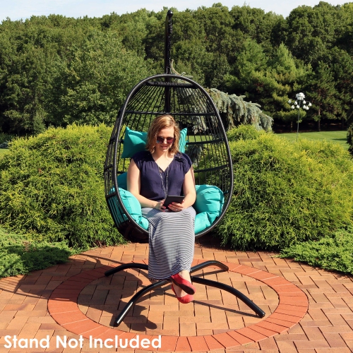 Sunnydaze – Chaise à œuf suspendue Dalia avec coussins de siège - 45 po
