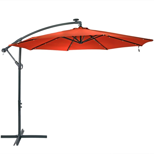 SUNNYDAZE DECOR  Sunnydaze 10 Ft Solar Offset Steel Patio Umbrella With Crank - Burnt In Orange Love it !!