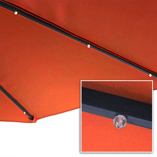Sunnydaze – Parasol de patio à DEL avec porte-à-faux – orange brûlé – 10 pieds