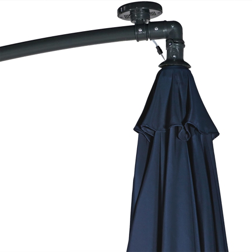 Sunnydaze – Parasol de patio offset à DEL solaire avec porte-à-faux - bleu marine - 10 pieds