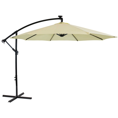 Sunnydaze 9.5 ft Solar Cantilever Offset Patio Umbrella - Pale Buttercup